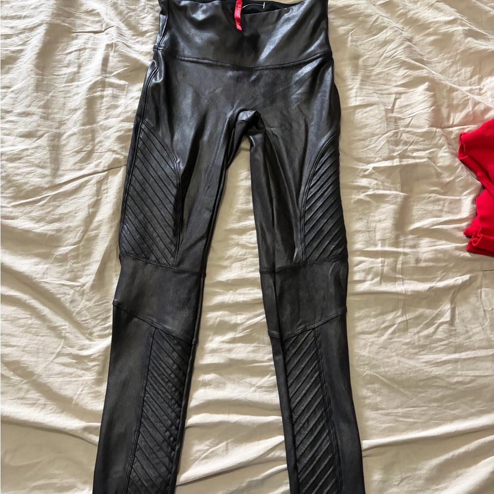SPANX Black High-Shine Moto Leggings